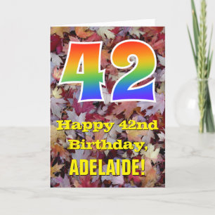 Carte 42e anniversaire; feuilles d'automne rustiques; ar