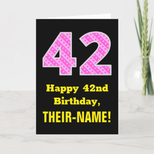 Carte 42e anniversaire : Pink Stripes and Hearts "42" + 