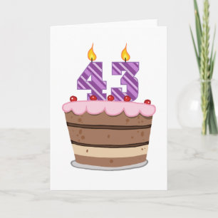 Carte 43 ans sur le gâteau d'anniversaire