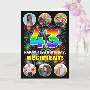 Carte 43e anniversaire : Arc-en-ciel amusant #, Nom pers