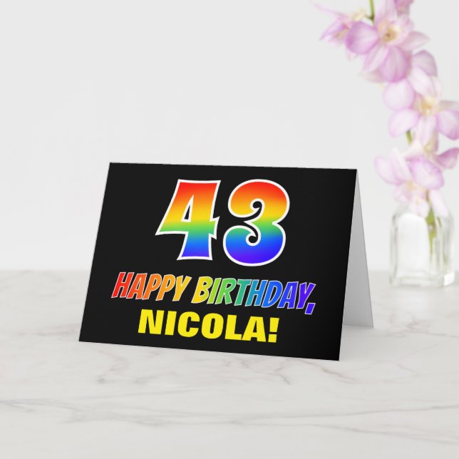 Carte 43e anniversaire : Bold, amusant, simple, arc-en-c (Orchidée)