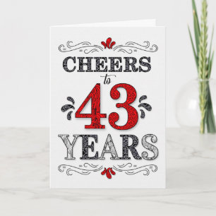 Carte 43e anniversaire Cheers en Motif noir blanc rouge