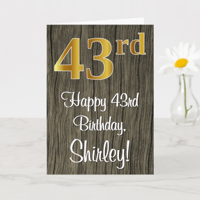 Carte 43e anniversaire : Elégant look d'or Faux #, Faux  (Petite plante)