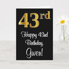 Carte 43e anniversaire ~ Elégant luxe Faux Gold Look #