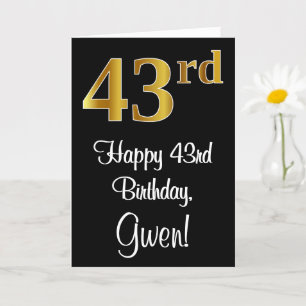 Carte 43e anniversaire ~ Elégant luxe Faux Gold Look #