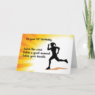 Carte 43ème anniversaire femme courir Arrière - plan Sun