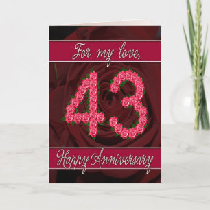Carte 43rd anniversary card with roses and leaves