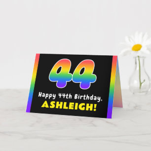 Carte 44e anniversaire : Arc-en-ciel coloré # 44, Nom pe