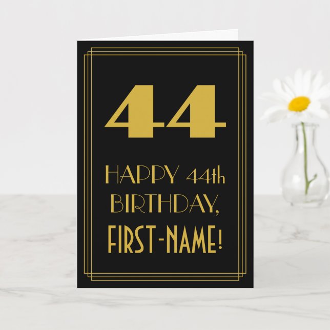 Carte 44e anniversaire - Art Déco Inspiré Look "44" & No (Petite plante)