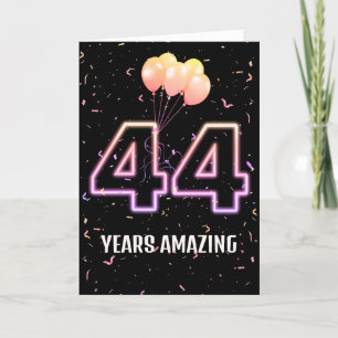 Carte 44e anniversaire Ballons et Confetti