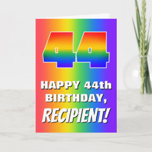 Carte 44e anniversaire : coloré, amusant Motif arc-en-ci