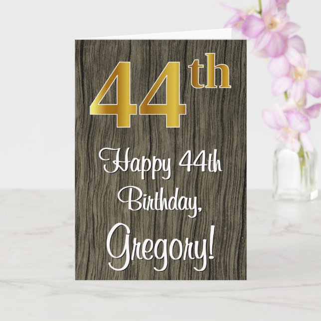 Carte 44e anniversaire : Elégant Faux Gold Look #, Faux  (Orchidée)