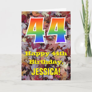 Carte 44e anniversaire; Feuilles d'automne rustiques; Ar