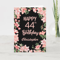 44e anniversaire Peach rose aquarelle Floral Noir