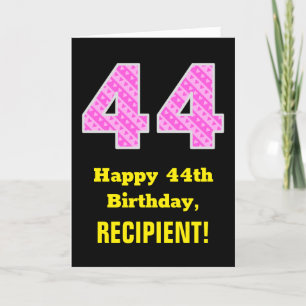 Carte 44e anniversaire : Pink Stripes and Hearts "44" + 