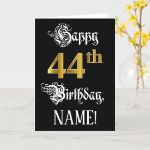 Carte 44e anniversaire — Script fantaisie; look or Faux;