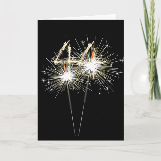 Carte 44e anniversaire Sparklers en noir (Devant)