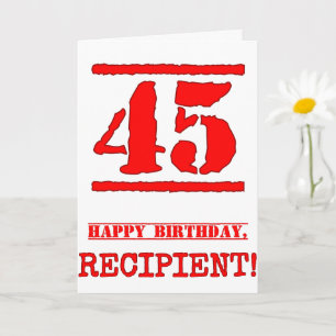 Carte 45e anniversaire : Amusant, Timbre en caoutchouc r