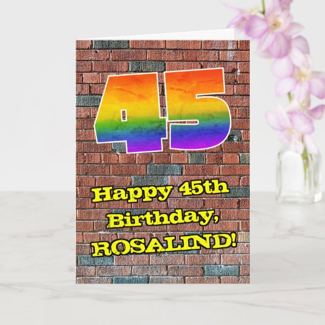 Carte 45e anniversaire : Arc-en-ciel amusant inspiré par (Orchidée)