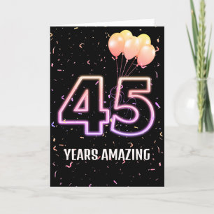 Carte 45e anniversaire Ballons et Confetti