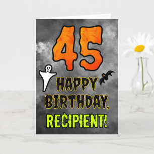 Carte 45e anniversaire : Eerie Halloween Thème + Nom per