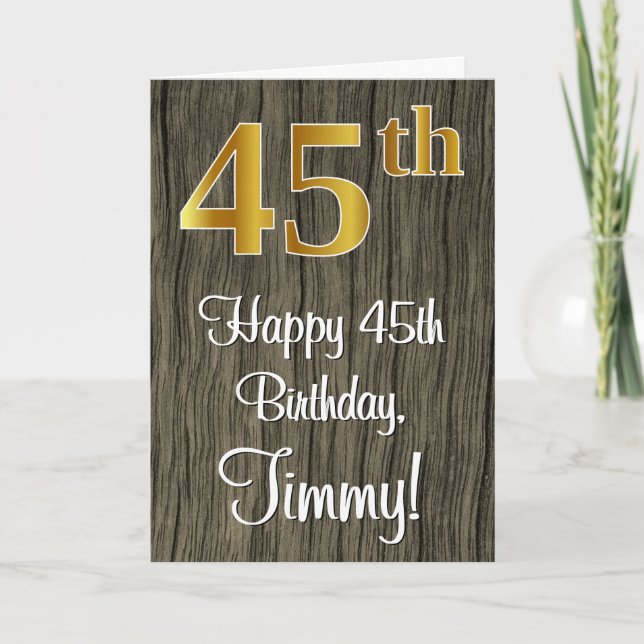 Carte 45e anniversaire : Elégant Faux Gold Look #, Faux  (Devant)