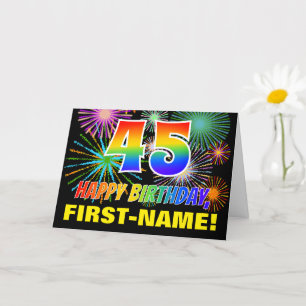 Carte 45e anniversaire : Gras, Amusants, Feu d'artifice,