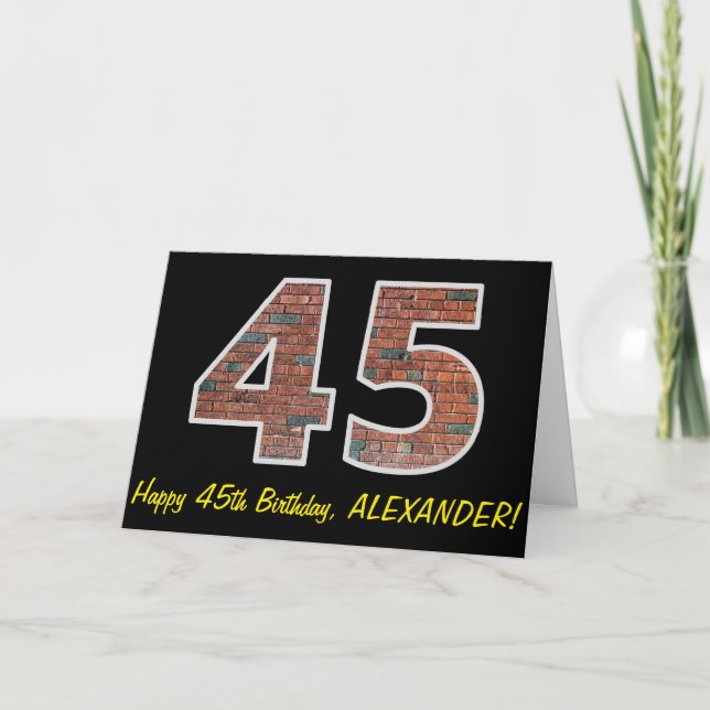 Carte 45e anniversaire - Motif de mur de briques "45" av (Devant)