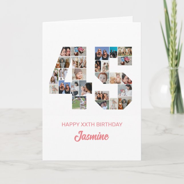 Carte 45e anniversaire Numéro 45 Photo Collage personnal (Devant)