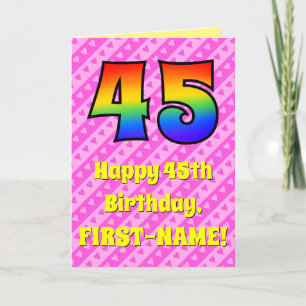 Carte 45e anniversaire : Pink Stripes & Hearts, Arc en c