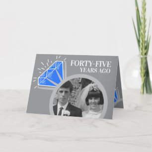 Carte 45e anniversaire saphir anneau maintenant puis pho