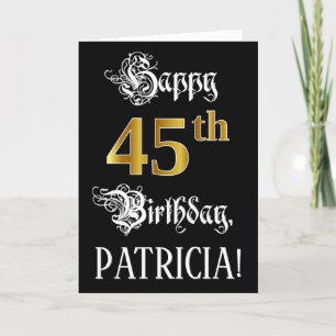 Carte 45e anniversaire — Script fantaisie; look or Faux;