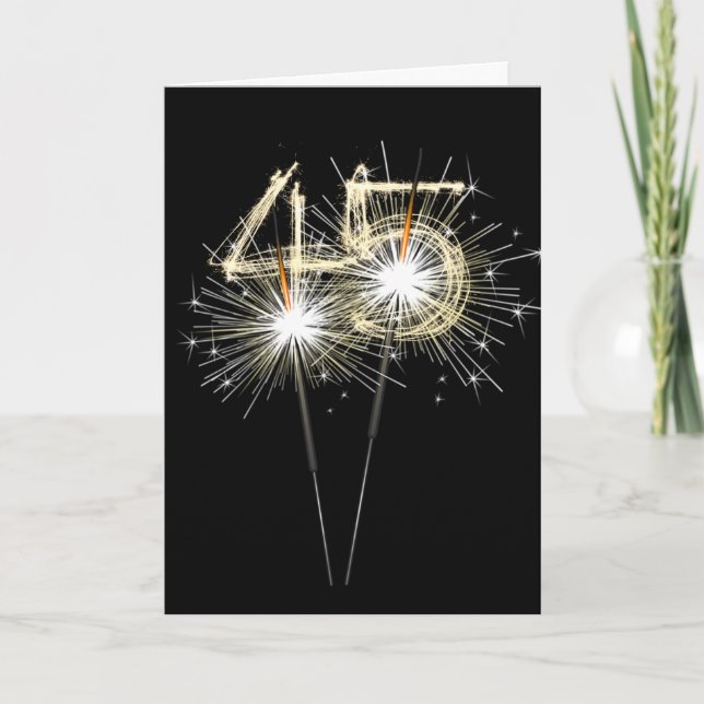 Carte 45e anniversaire Sparklers en noir (Devant)