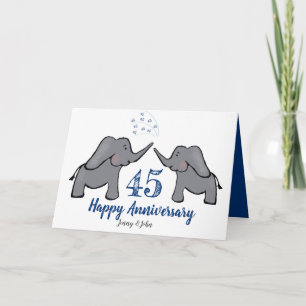 Carte 45e saphir mariage anniversaire éléphant mignon