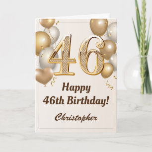 Carte 46e anniversaire Ballons d'or et Confetti Annivers