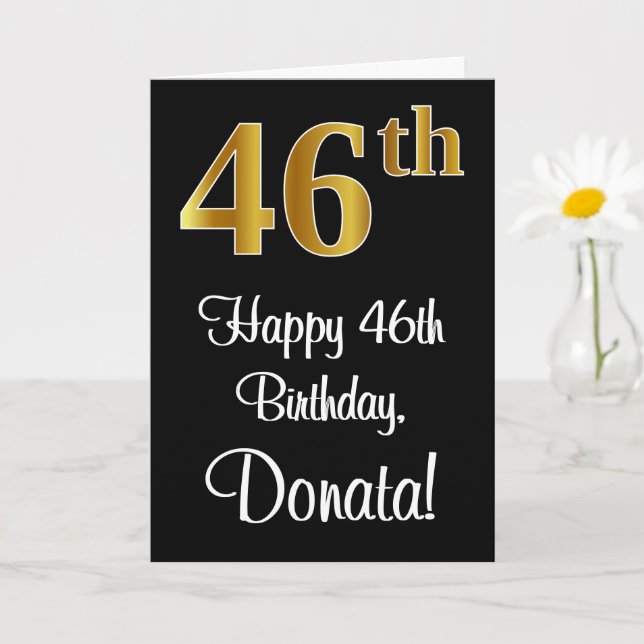 Carte 46e anniversaire ~ Elégant Luxueux Faux Gold Look  (Petite plante)