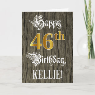 Carte 46e anniversaire : Faux Gold Look + Faux Wood Moti