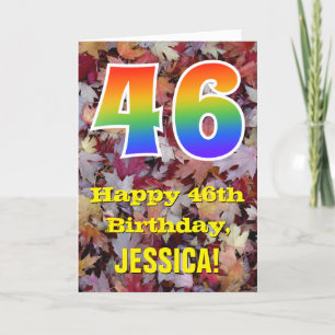Carte 46e anniversaire ; Feuilles Rustiques D'Automne ; 
