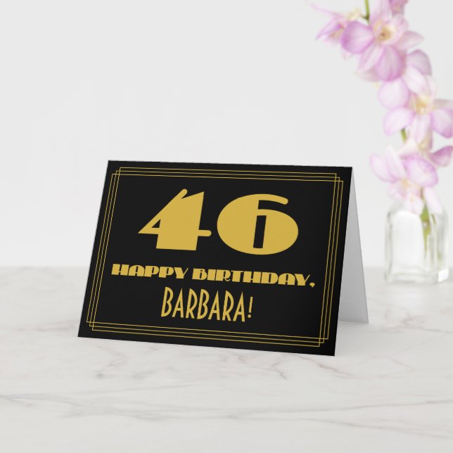 Carte 46ème anniversaire : Nom + Art Déco Inspiré Look " (Orchidée)