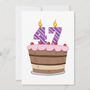 Carte 47 ans sur le gâteau d'anniversaire