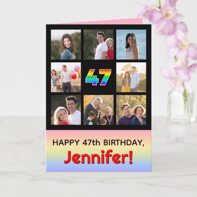 Carte 47e anniversaire : Arc en ciel amusant #, photos p (Orchidée)