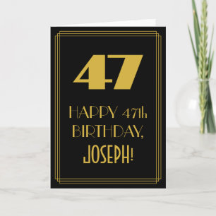 Carte 47e anniversaire ~ Art Déco Inspiré Look "47" & No