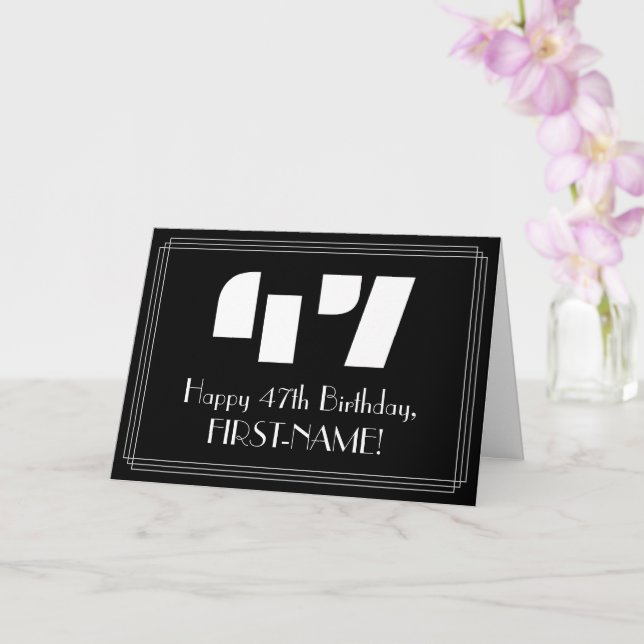 Carte 47e anniversaire : Art Déco Inspiré Look "47" & No (Orchidée)