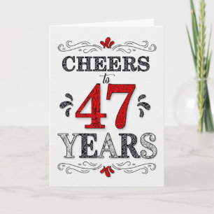 Carte 47e anniversaire Cheers en Motif noir blanc rouge