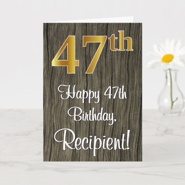 Carte 47e anniversaire : Elégant look d'or Faux #, Faux  (Petite plante)
