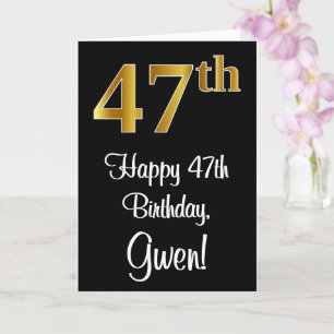 Carte 47e anniversaire ~ Elégant Luxueux Faux Gold Look 