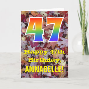 Carte 47e anniversaire; Feuilles d'automne rustiques; Ar