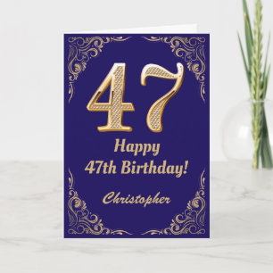 Carte 47e anniversaire Marine Parties scintillant bleu e