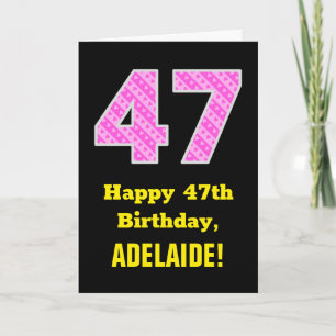 Carte 47ème anniversaire : Pink Stripes and Hearts "47" 