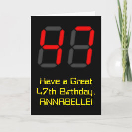 Carte 47ème anniversaire : Rouge Digital Horloge Style "